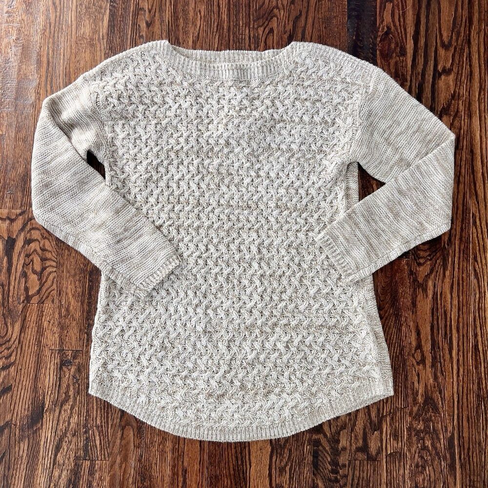 It’s Our Time Women’s Scoop Neck Tunic Sweater Oatmeal And Cream Size Large NWT